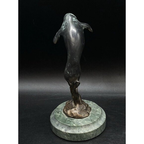 SPI Bronze Brass Manatee Statue 6" Round Marble Base Patina - Picture 4 of 8